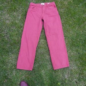 Cotton On Wide Leg Jeans Low Rise‎ Cropped Red Denim Pants Size 6